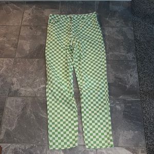 bershka checkered straight jeans